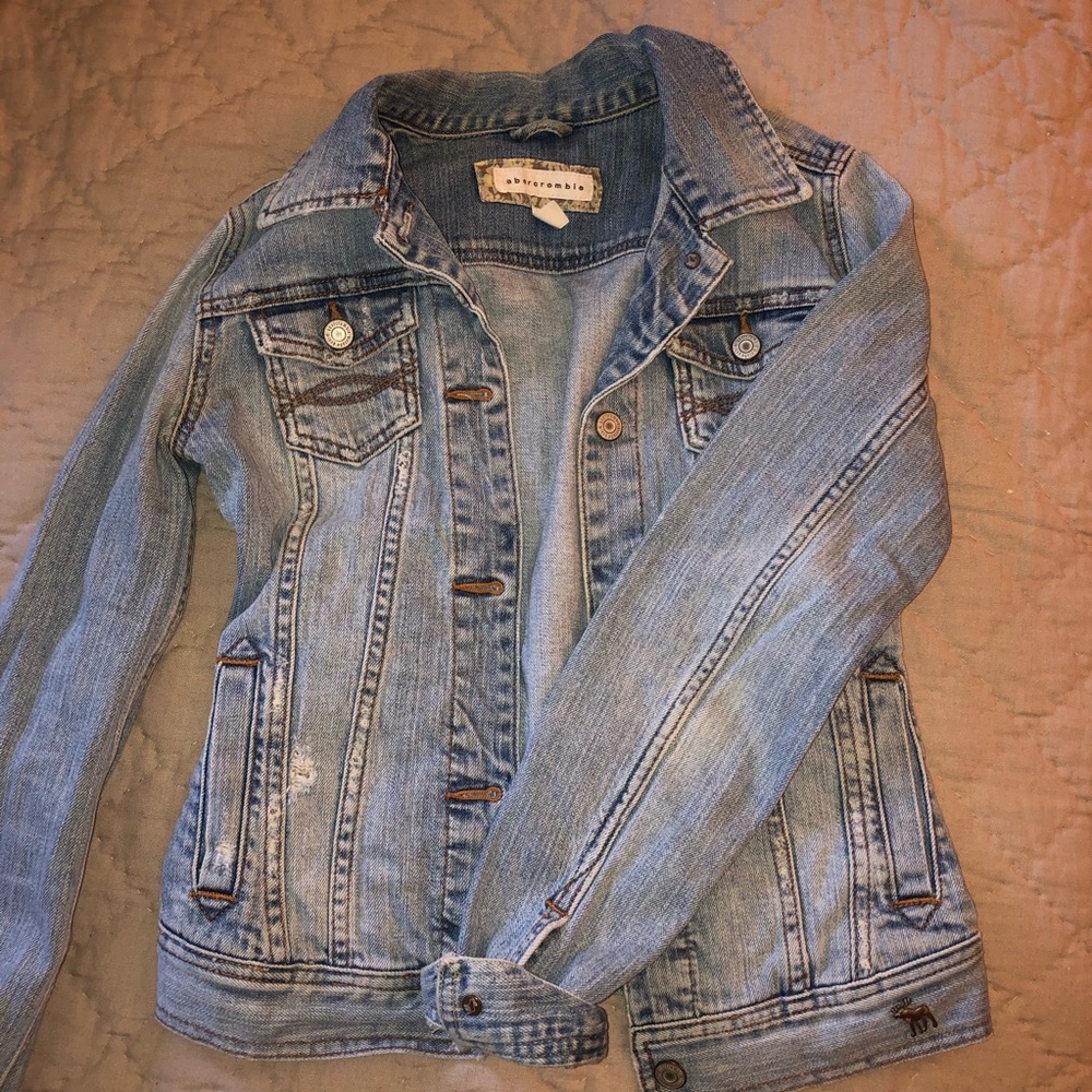 Abercrombie denim jacket distressed